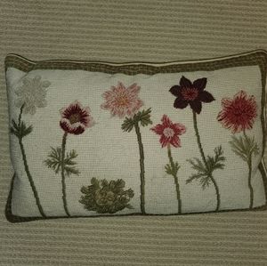 Needle point flower pillow